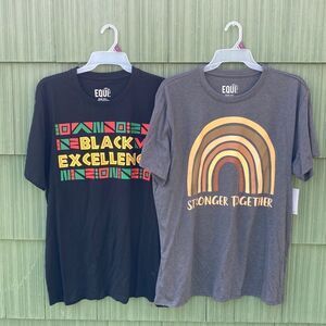 Unisex Black Excellence & Stronger Together Short Sleeve T-shirts 2-Pack Size 2X